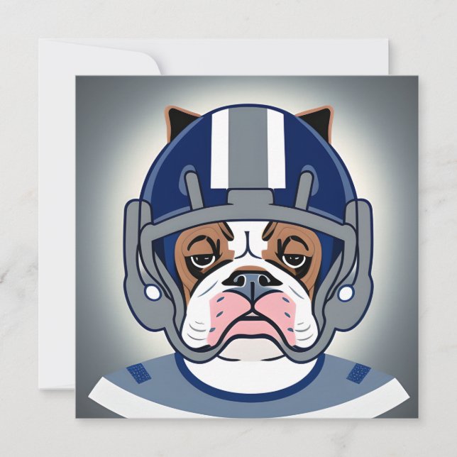 Tarjeta Pequeña Bulldog jugando al fútbol (Anverso)