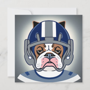 Tarjeta Pequeña Bulldog jugando al fútbol