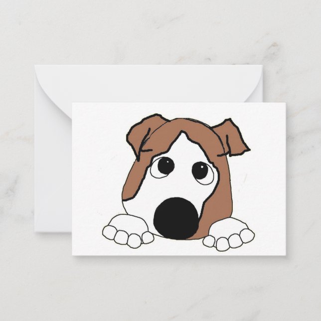 Tarjeta Pequeña bulldog personalizado de observación roja y blanca (Anverso)