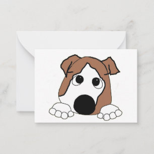 Tarjeta Pequeña bulldog personalizado de observación roja y blanca