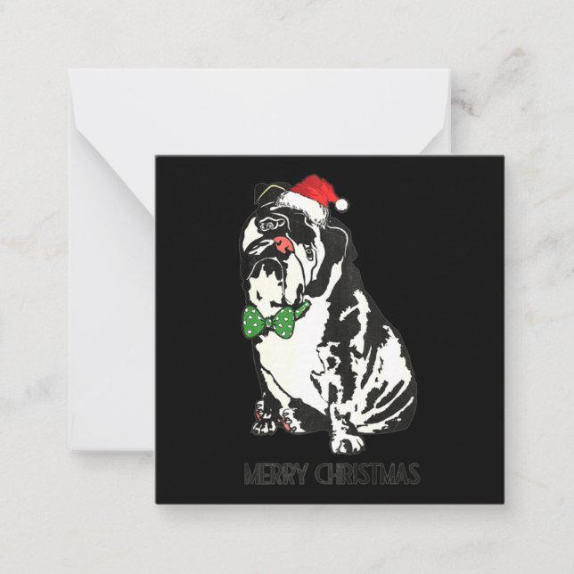 Tarjeta Pequeña Bulldog Xmas Navidad (Anverso)