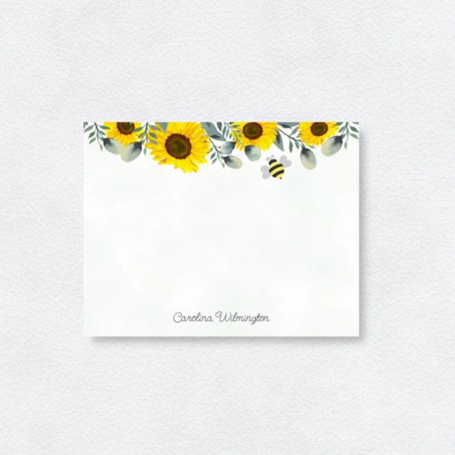 Tarjeta Pequeña Bumblebee Sunflowers Eucalyptus Stationery (Subido por el creador)