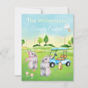 Tarjeta Pequeña Bunnies de golf encantadores feliz fiesta de presu