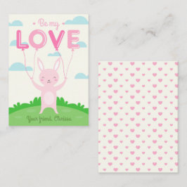 Tarjeta Pequeña Bunny Día de San Valentín Card niños con globo de