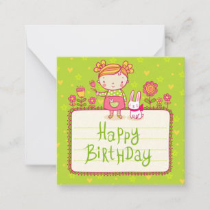 Tarjeta Pequeña Bunny Happy Birthday