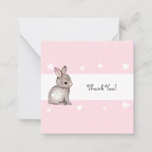 Tarjeta Pequeña Bunny Rosa Baby Shower Gracias Notecard
