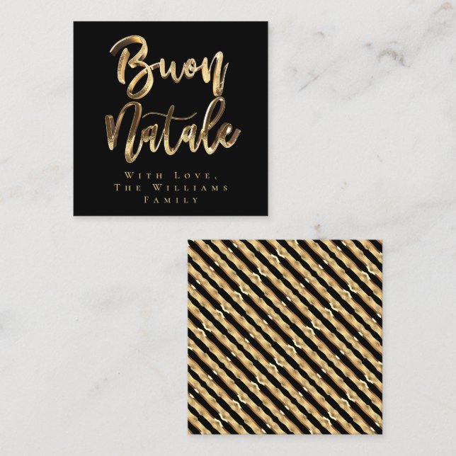 Tarjeta Pequeña Buon Natale Elegant Black Gold Navidades italianos (Anverso / Reverso)