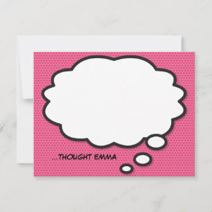 Tarjeta Pequeña Burbuja de pensamiento de cómic divertido rosa
