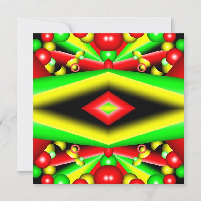 Tarjeta Pequeña Burbujas Y Rayas Amarillas Rojas Verdes Resumen Ar (Anverso)