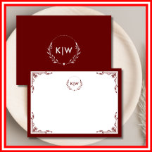 Burdeos y blanco | Monograma de Iniciales Modernas