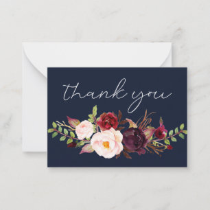 Tarjeta Pequeña Burgundy Marsala Floral Black Pequeña Armada Graci