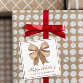 Tarjeta Pequeña Burlap Bow Natural de acuarela