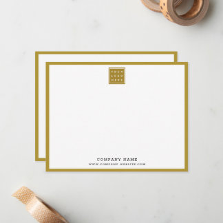 Tarjeta Pequeña Business Logo Company Name Gold Border