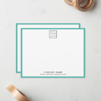 Tarjeta Pequeña Business Logo Company Name Teal Border