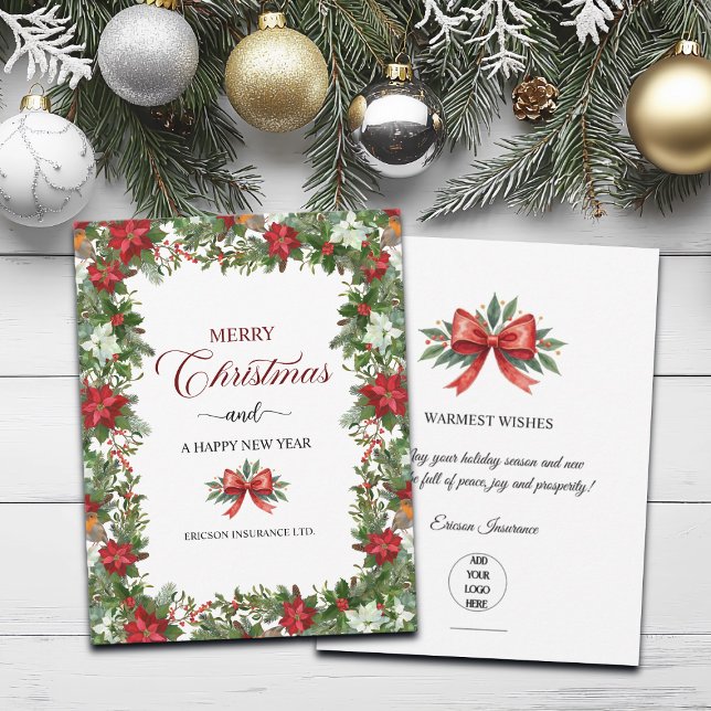 Tarjeta Pequeña Business Logo Merry Christmas Thank You Card   (Subido por el creador)
