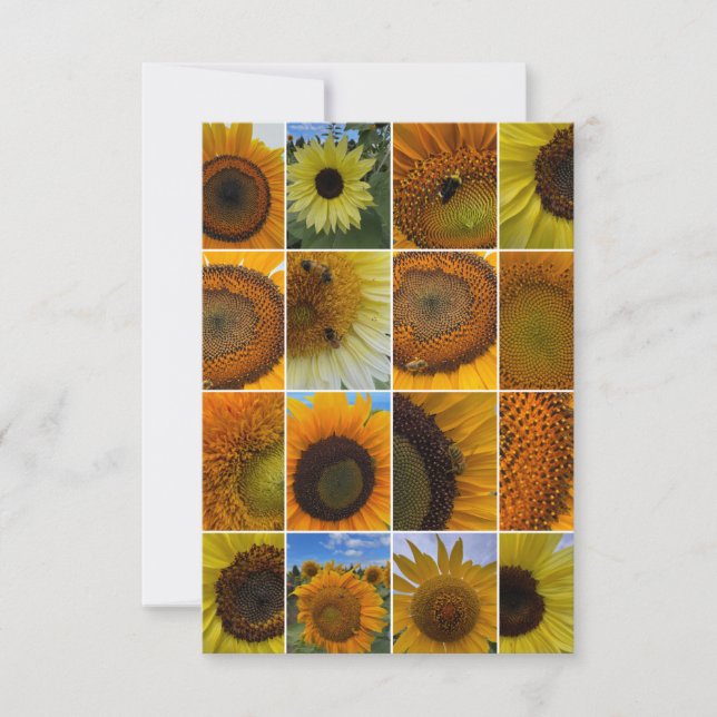 Tarjeta Pequeña Busy Bee Sunflower Collage  (Anverso)