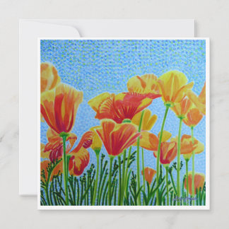 Tarjeta Pequeña CA Poppy Watercolor Flat Notecard