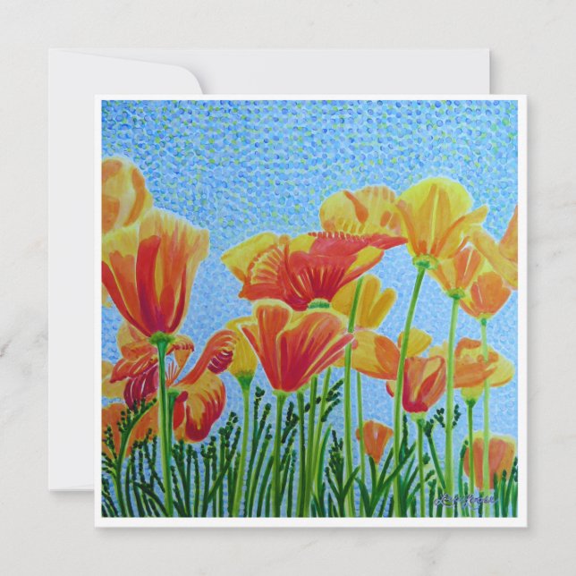Tarjeta Pequeña CA Poppy Watercolor Flat Notecard (Anverso)