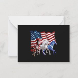 Tarjeta Pequeña Caballo Bandera Estadounidense