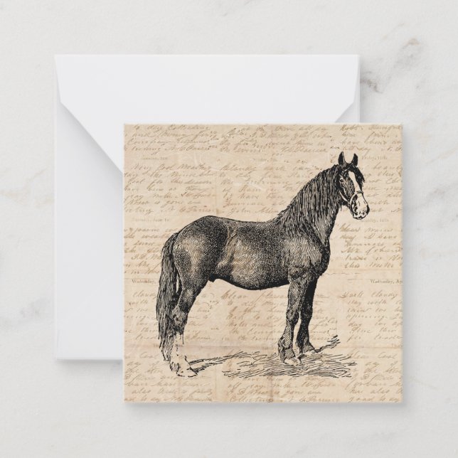 Tarjeta Pequeña Caballo con papel de guión (Anverso)