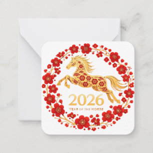 Tarjeta Pequeña Caballo de Oro Elegante Año Nuevo Lunar 2026