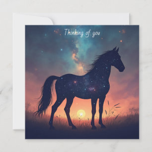 Tarjeta Pequeña Caballo de polvo de estrellas que piensa en ti