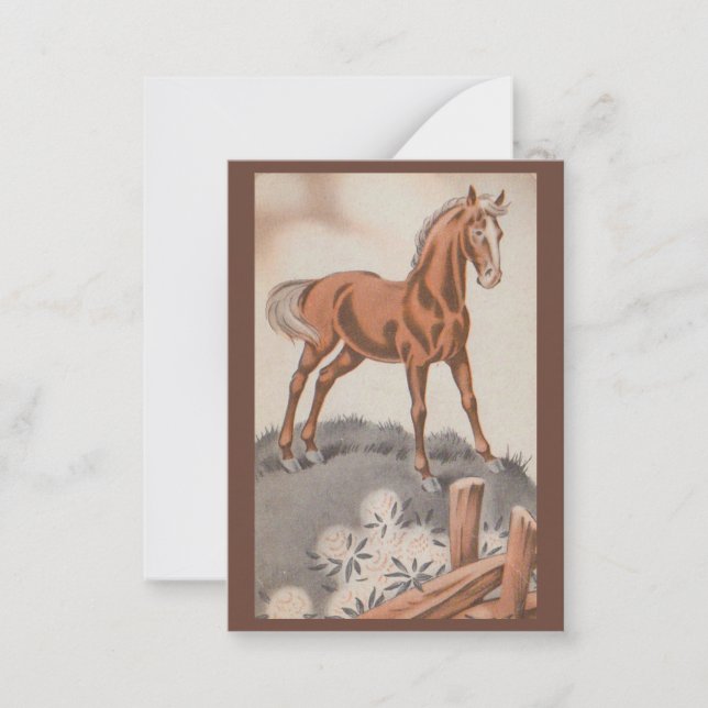 Tarjeta Pequeña caballo feliz en marrón (Anverso)