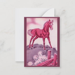 Tarjeta Pequeña caballo feliz en rosa