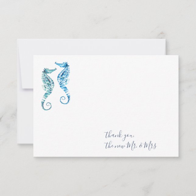 Tarjeta Pequeña Caballo marino acuarela Gracias Stationery (Anverso)