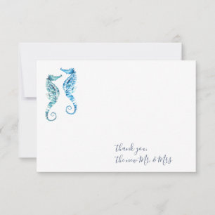 Tarjeta Pequeña Caballo marino acuarela Gracias Stationery
