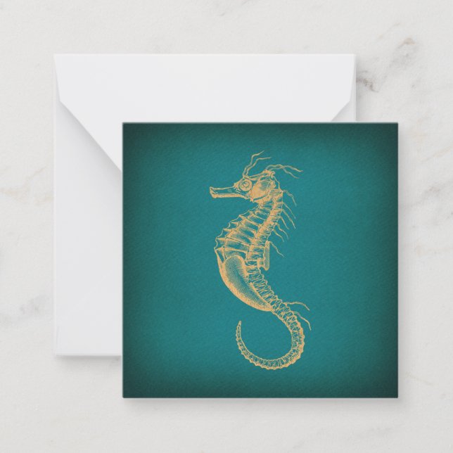 Tarjeta Pequeña Caballo marino vintage Nautical Ocean Art Sea Hors (Anverso)