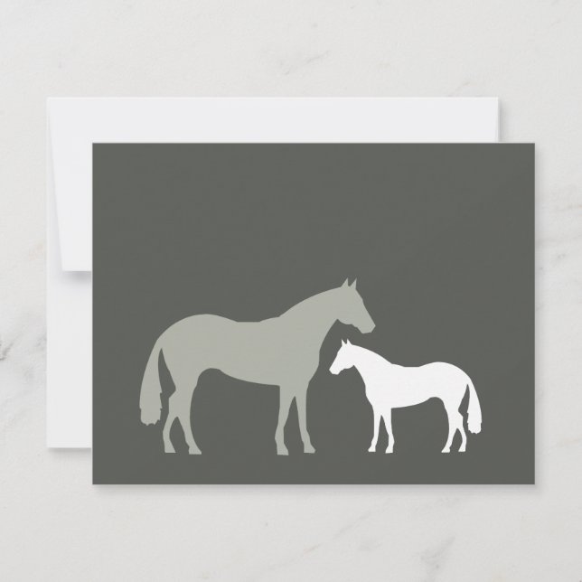 Tarjeta Pequeña CABALLOS GRIS Estacionario Personal/Notecard (Anverso)