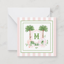 Tarjeta Pequeña Cabana Stripes Palm Beach Cresta Monograma Enclosu