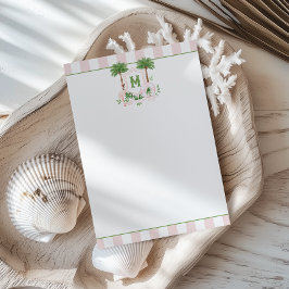 Tarjeta Pequeña Cabana Stripes Palm Beach Monogram Crest