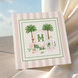 Tarjeta Pequeña Cabana Stripes Palm Beach Monogram Crest Enclosure