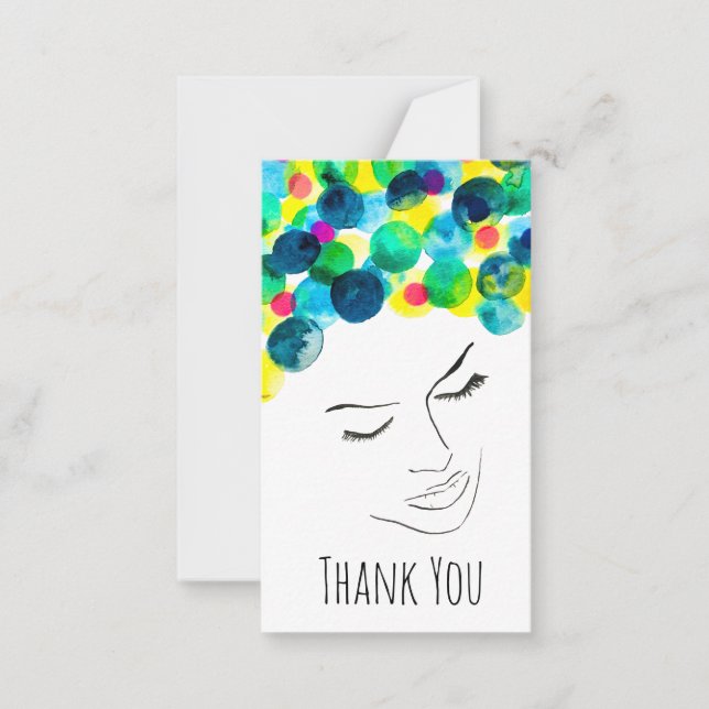 Tarjeta Pequeña Cabello de burbuja psicodélica y divertida (Anverso)