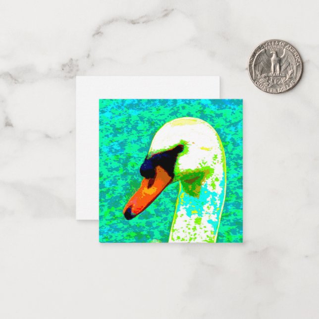 Tarjeta Pequeña Cabeza de Cisne Blanca Majestuosa (Anverso/Reverso In Situ)