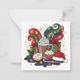 Tarjeta Pequeña Cacao Caliente y Golosinas Navideñas Caprichosas