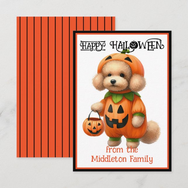 Tarjeta Pequeña Cachorro de cachorro de perro feliz Halloween (Anverso / Reverso)