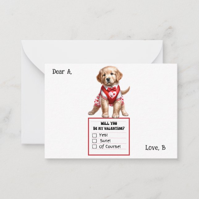 Tarjeta Pequeña Cachorro de Retriever Dorado Personalizable para S (Anverso)