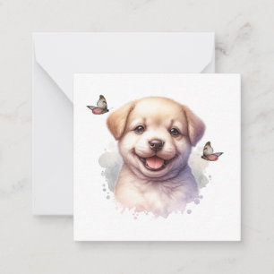 Tarjeta Pequeña Cachorros y mariposas