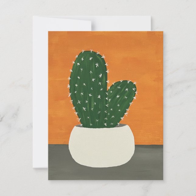 Tarjeta Pequeña Cactus Blank Potado de Acrílico naranja y Gris (Anverso)
