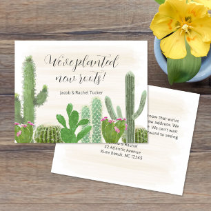 Tarjeta Pequeña Cactus del desierto de Boho Colores de agua Nuevas