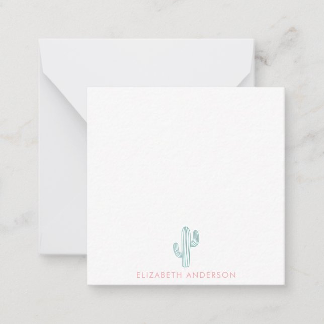Tarjeta Pequeña Cactus minimalista personalizada para mujeres (Anverso)