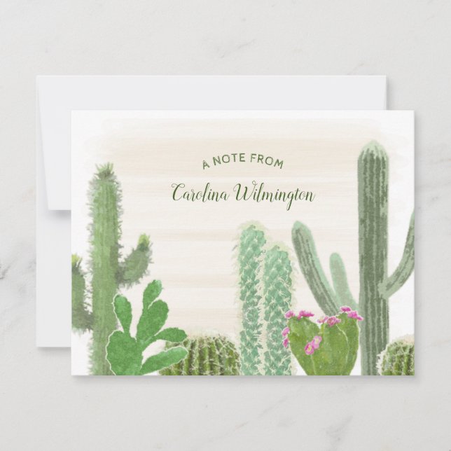 Tarjeta Pequeña Cactus Plants Boho Deert Watercolor (Anverso)