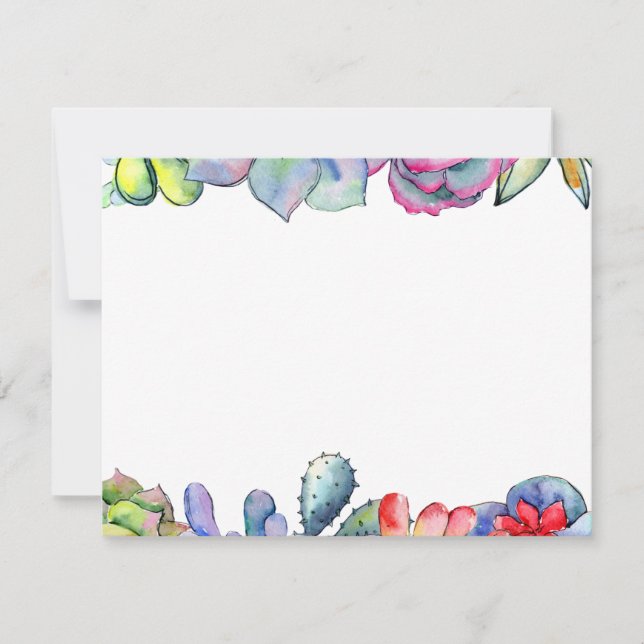 Tarjeta Pequeña Cactus suculento acuarela (Anverso)