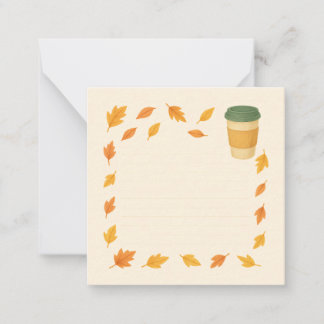 Tarjeta Pequeña Café Acogedor De Otoño - Caída De Hojas
