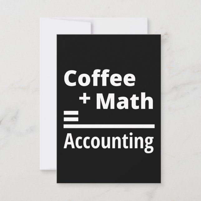 Tarjeta Pequeña Café + matemáticas = contabilidad (Anverso)