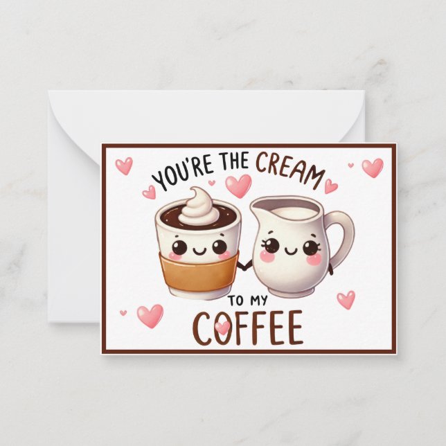 Tarjeta Pequeña Café y crema kawaii (Anverso)