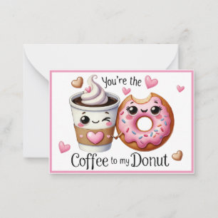 Tarjeta Pequeña Café y Donas Kawaii Lindos